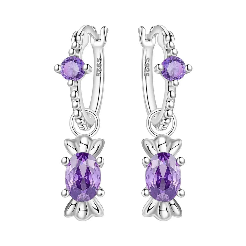 925 Sterling Silver Blue Purple Iris Flower Drop Earrings Women Earrings Charm Trend Versatile Party Jewelry Gifts