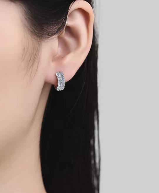 Caliré™ Full Pavé Moissanite Huggie Earrings