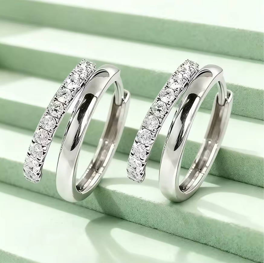 Duvelle™ Twin Moissanite Hoop Earrings