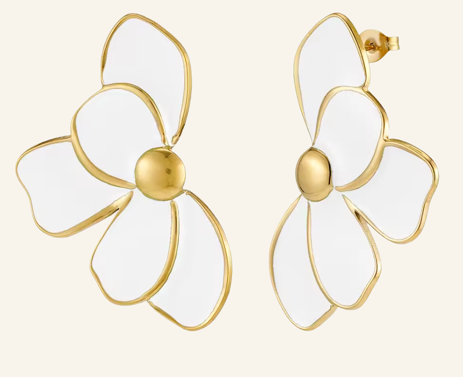 BloomSilk™ 18K Gold-Plated Floral Statement Stud Earrings