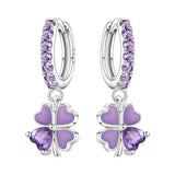925 Sterling Silver Blue Purple Iris Flower Drop Earrings Women Earrings Charm Trend Versatile Party Jewelry Gifts