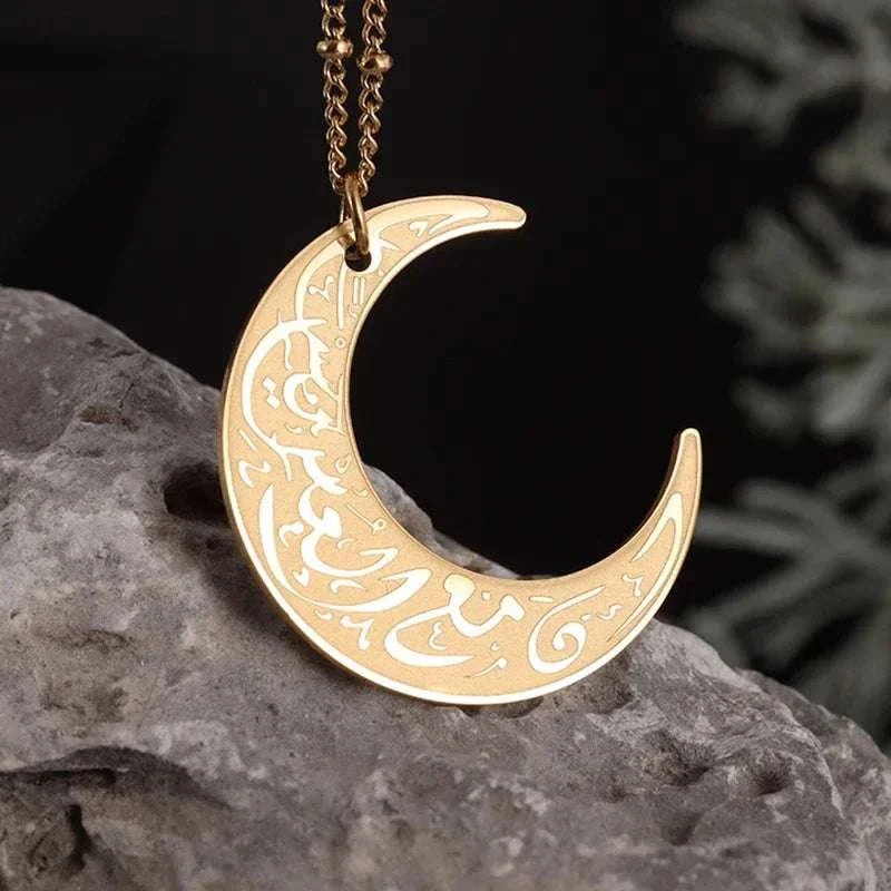 Islamic Religion Muslim Allah Quran Water Drop Shape Pendant Necklace for Women Fashion Charm Amulet Jewelry Ramadan Gift