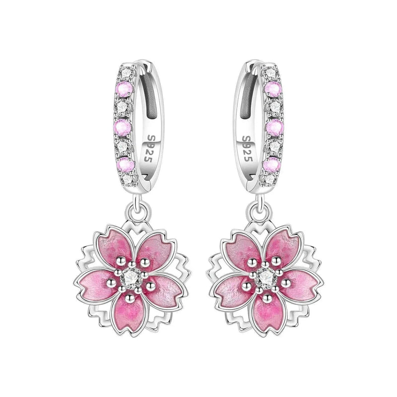 925 Sterling Silver Blue Purple Iris Flower Drop Earrings Women Earrings Charm Trend Versatile Party Jewelry Gifts