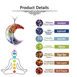 7 Chakras Tree of Life Necklace Wire Wrap Crescent Moons Crystal Pendants Chip Quartz Natural Stone Resin Stainless Steel G931