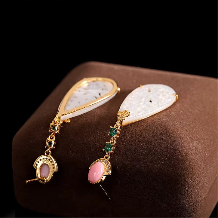 Mother of Pearl S925 Silver Zircon Water Drop Earrings for Women Pink Shell Vintage Luxury Dangle Earring 2023 New Gift