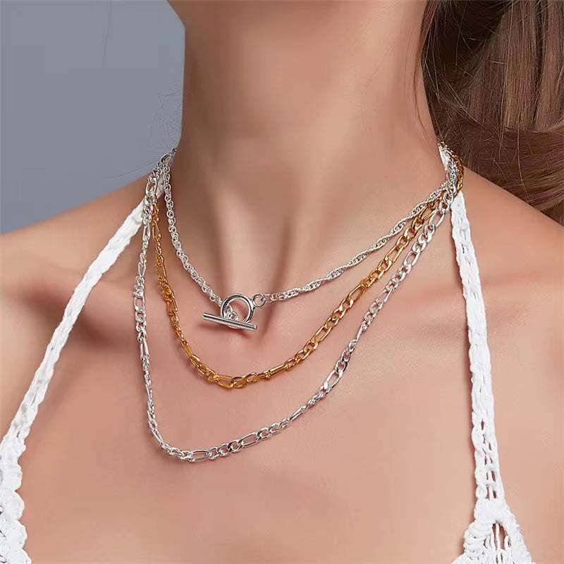 New Fashion Gold Color Punk Vintage Necklaces Thick Chain Statement Necklaces & Pendants Women Jewelry Wholesale
