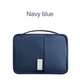 Navy blue waterproof passport holder travel wallet with handle and durable Oxford material