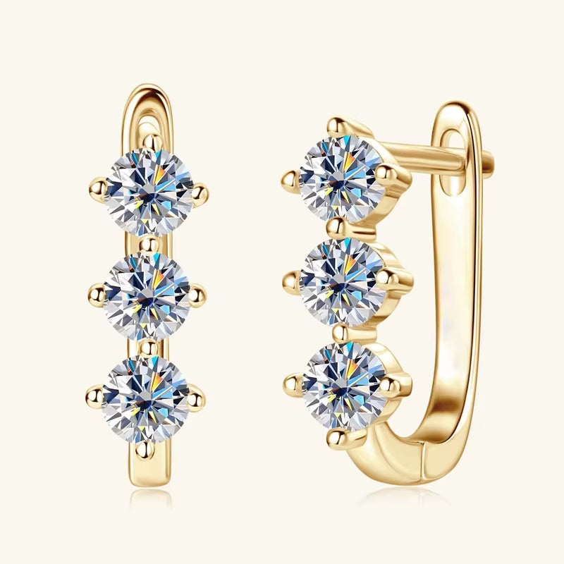 925 Silver 0.3 Carat * 2 Moissanite Classic Retro Elegant Temperament Versatile High Quality Men'S and Women'S Earrings