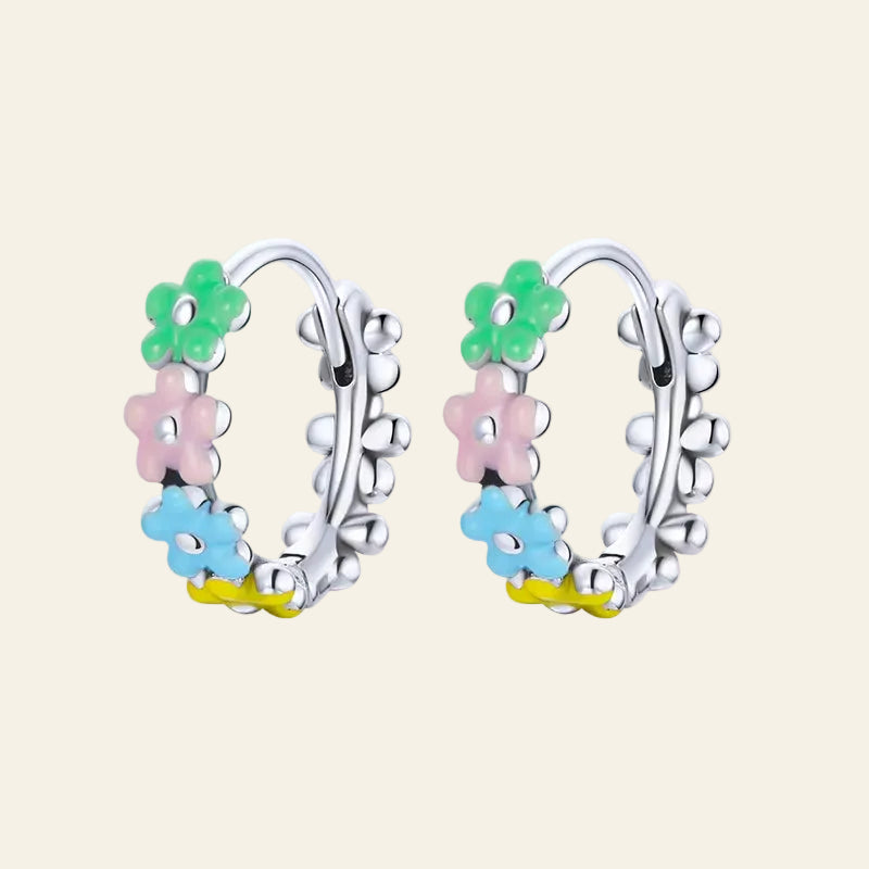 2021 New Pop Sweet Flowers Earrings for Girl Genuine 925 Sterling Silver Earrings Trendy Valentine'S Day Jewelry Gift