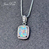 Female Luxury Necklaces White/Purple Necklaces & Pendants Fashion Blue Fire Opal Necklaces for Women Vintage Wedding Jewelry