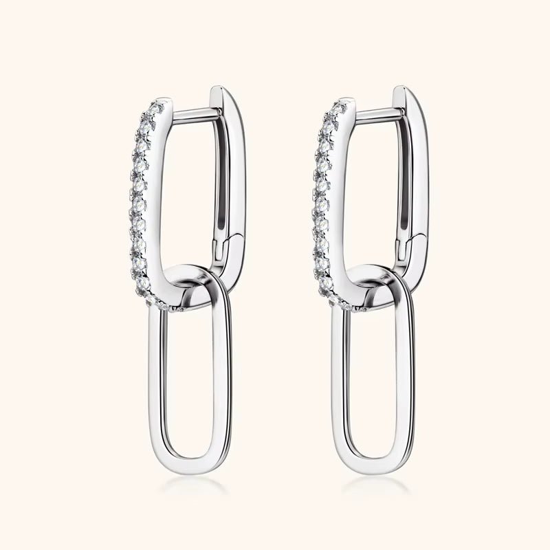 Auréa Link™ Moissanite Paperclip Huggie Earrings - AMORÉLUX