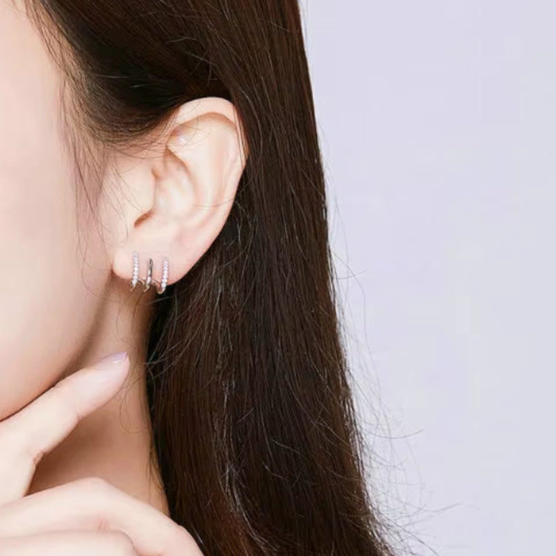 New Arrival 100% Real 925 Sterling Silver Love Rotation Stud Earrings Cute Square Zircon Earrings for Women CQE585