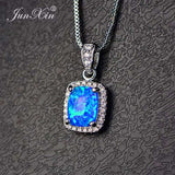 Female Luxury Necklaces White/Purple Necklaces & Pendants Fashion Blue Fire Opal Necklaces for Women Vintage Wedding Jewelry