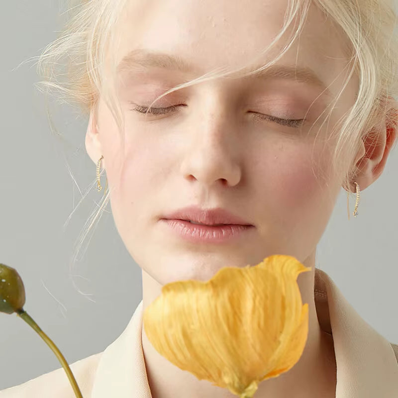 VVS1 round Moissanite U-Shaped Stud Earrings for Women Girls 925 Sterling Silver Earring Pendientes Fine Jewelry Gifts