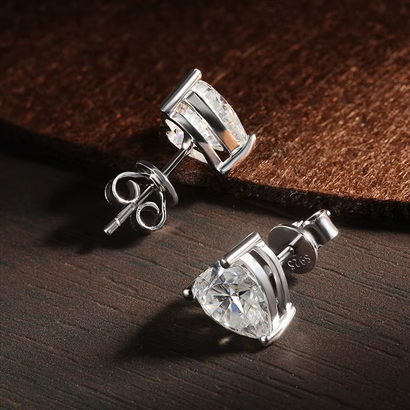 D VVS1 Heart Moissanite Earrings for Women GRA Certified Lab Grow Diamond Solid 925 Silver Plated 18K Gold Stud Earring