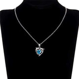 925 Sterling Silver Dolphin Blue Heart CZ Necklace Women Bride Wedding Clavicle Chain Necklaces Fancy Gift Statement Jewelry