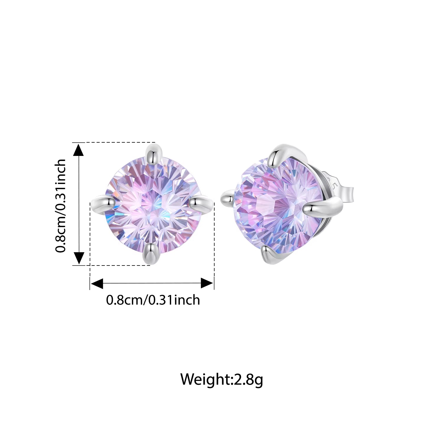 925 Sterling Silver Astrophyllite Stud Earrings CZ White Gold for Women Girl Engagement Wedding Party Fine Jewelry Gift