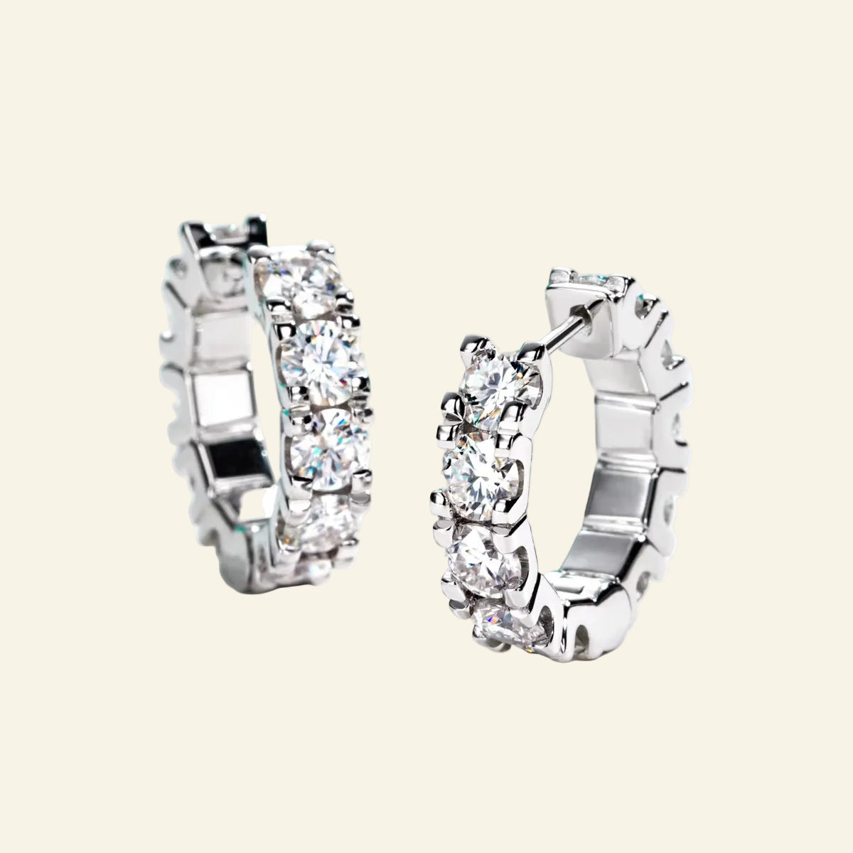 Anujewel 2.6Cttw(3Mm)/6Cttw(4Mm) D Color Moissanites Hoop Earrings 925 Sterling Silver Luxury Huggie Earring for Women Jewelry