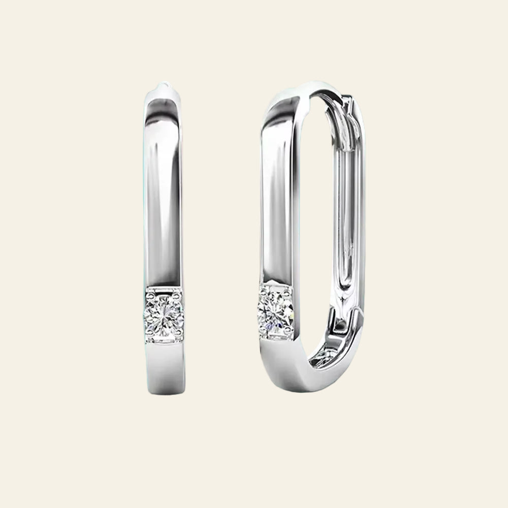 100% 925 Sterling Silver Moissanite Oval Hoop Earrings for Women High Quality Lab Diamond Rectangular Ear Buckles Trendy Jewelry