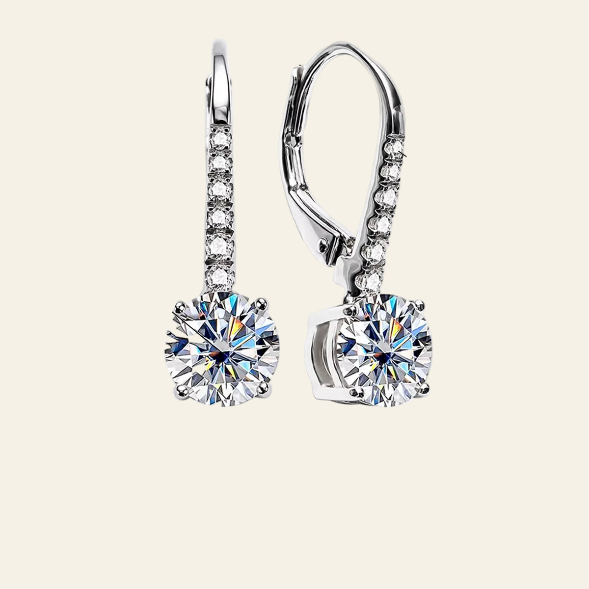 Anujewel 1 Carat D Color Moissanite Dangle Drop 925 Sterling Silver Earrings with Certificate Jewelry Wholesale