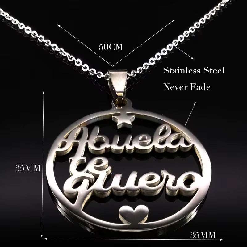 Grandmother Stainless Steel Statement Necklace Women Jewlery Silver Color Necklaces & Pendants Jewelry Navidad N18021