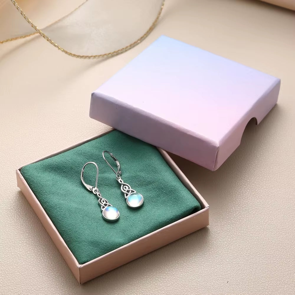 925 Sterling Silver Earrings for Mom Dangle Earrings Dainty Moonstone Earrings Vintage Earrings Mother'S Day Gift