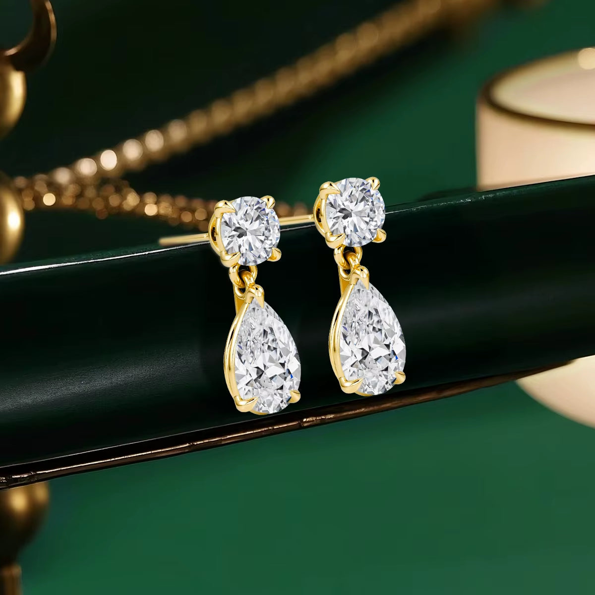 Waterdrop Full Moissanite Diamond Drop Earrings D VVS1 18K Gold Plated Pear Cut Earrings 925 Silver for Women Sparkling Jewelry