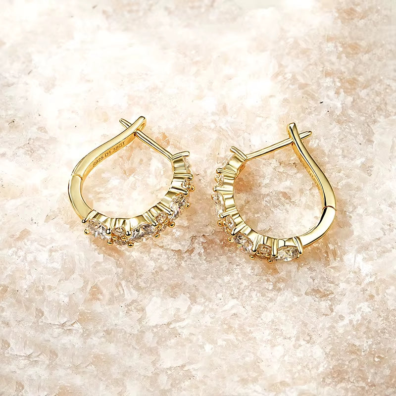 Sparking VVS1 Moissanite Earrings S925 Silver U Shape Hoop Earrings for Women Hot Sale Wedding Jewelry Certified 2.76CTTW.