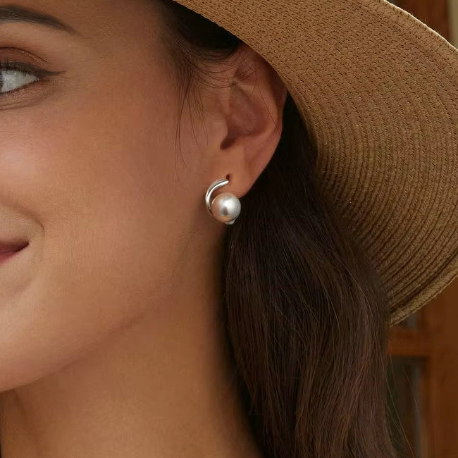 925 Sterling Silver Quality Shell Pearl Ear Buckles Elegant Hoop Earrings for Women Engagement Wedding Fine Jewelry Gift