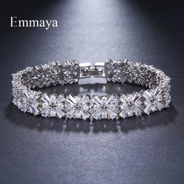 Emmaya luxury bracelet with crystal charms and silver detailing for women bridal jewelry