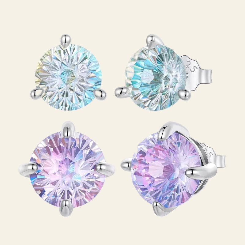 925 Sterling Silver Astrophyllite Stud Earrings CZ White Gold for Women Girl Engagement Wedding Party Fine Jewelry Gift