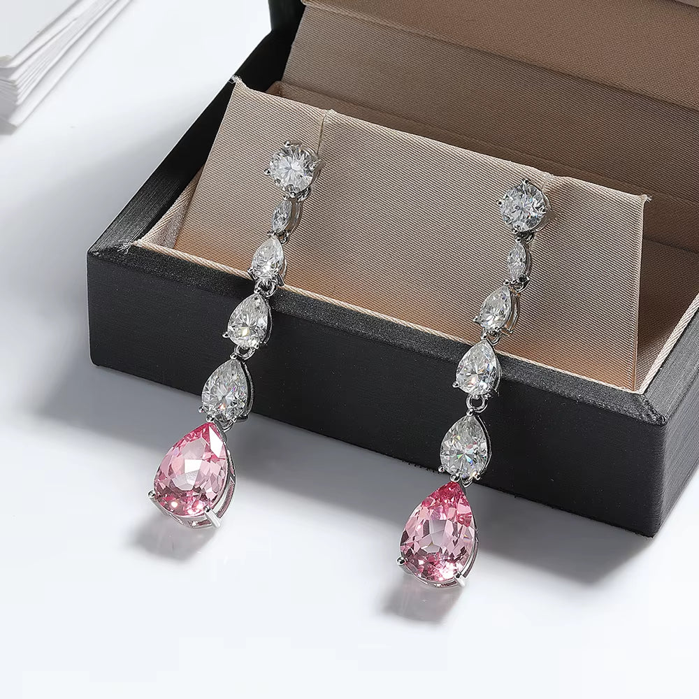 16.98Cttw Moissanite and Papalacha Stud Earrings Necklace for Women S925 Silver Lab Grown Diamond Luxury Party Jewelry