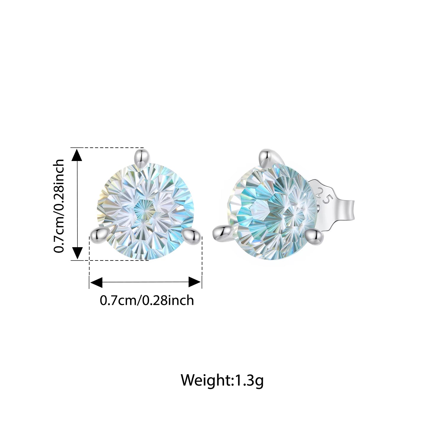 925 Sterling Silver Astrophyllite Stud Earrings CZ White Gold for Women Girl Engagement Wedding Party Fine Jewelry Gift