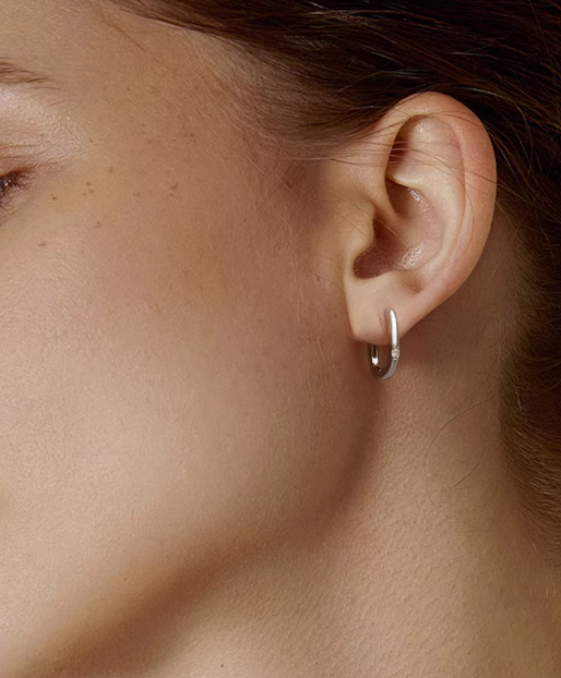 Ovallé™ Inset Moissanite Oval Hoop Earrings