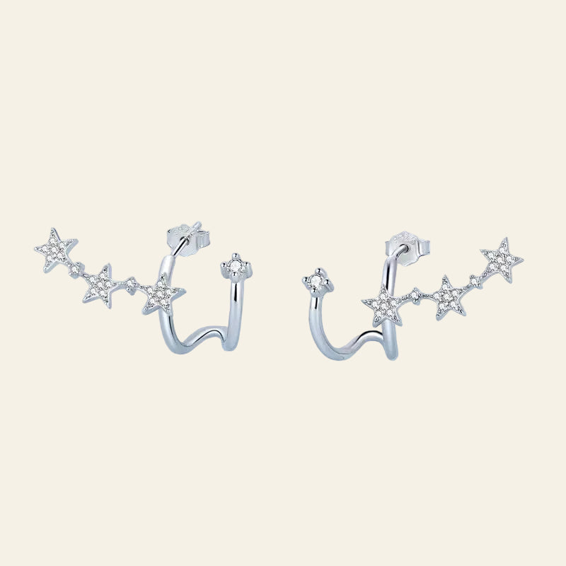 925 Sterling Silver Double-Layer Star Stud Earrings for Women Pave Setting CZ Birthday Gift Fine Jewelry BSE700