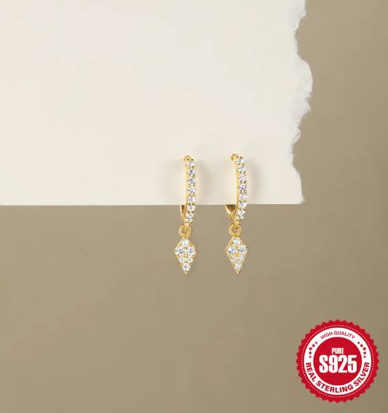 Virella Prism™ Pavé Geometric Drop Huggie Earrings