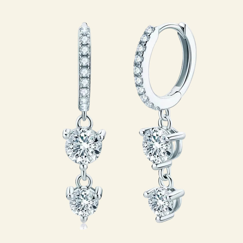 4Mm 5Mm round Moissanite Long Tassel Earrings 100% 925 Sterling Silver Women'S Hoop Dangle Earrings Wedding Jewelry Gifts