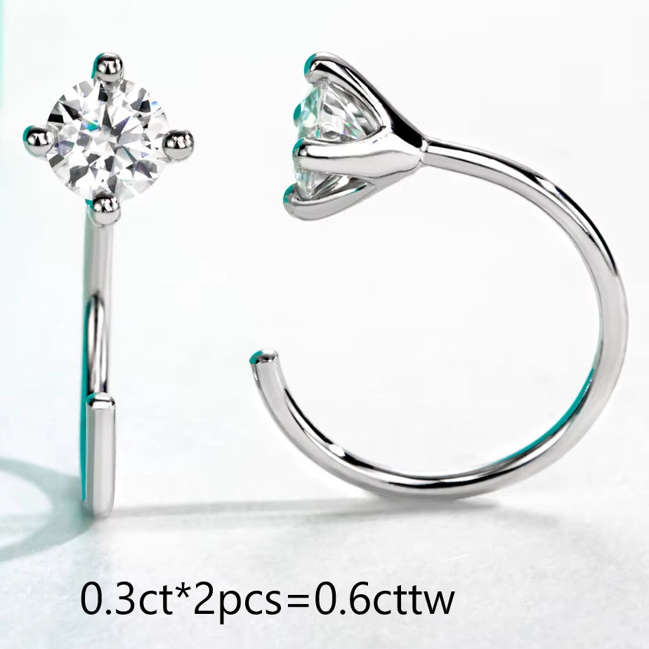 Anujewel 4Mm D Color Moissanites Classic Hoop Earrings for Women 925 Sterling Silver Jewelry 18K Gold Plated Earring Wholesale