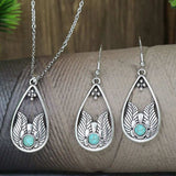 Vintage Blue European American Necklace Earrings Jewelry Sets Crystal Jewellery Sets for Women Stone Necklaces & Pendants Gift