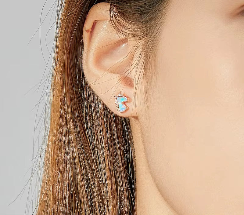 Opal Licorne Stud Earrings for Women 925 Sterling Silver Fashion Jewelry Brincos SCE815