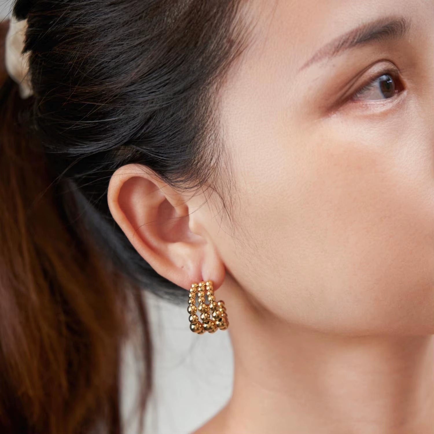 OrbCurve™ Beaded C - Shape Hoop Earrings - AMORÉLUX