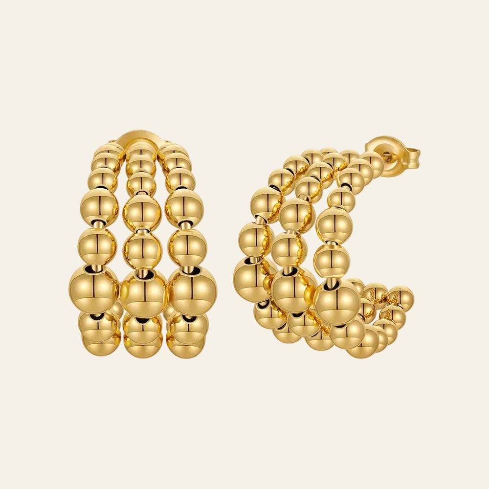 OrbCurve™ Beaded C - Shape Hoop Earrings - AMORÉLUX
