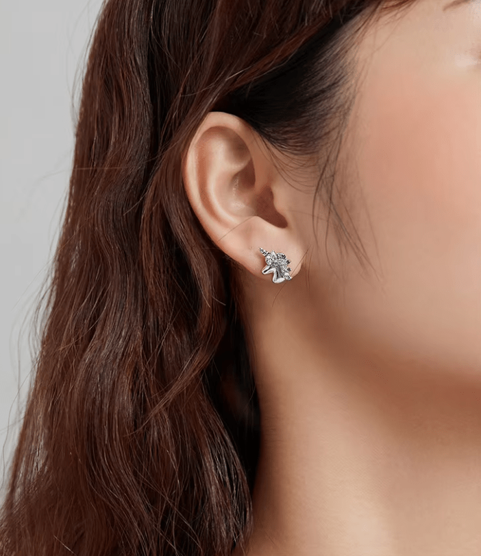 Prism Unicorn Aura™ 925 Sterling Silver Rainbow Horse Stud Earrings - AMORÉLUX