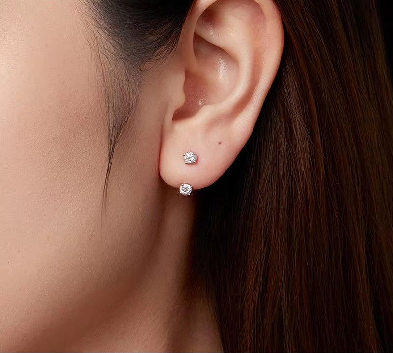 Reversible Radiance™ Moissanite Stud Earrings in 925 Sterling Silver - AMORÉLUX